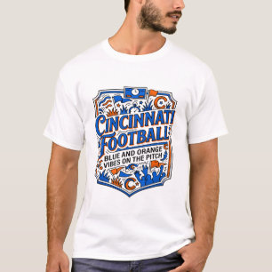 Cincinnati Fußball Blau und Orange Vibes T-Shirt