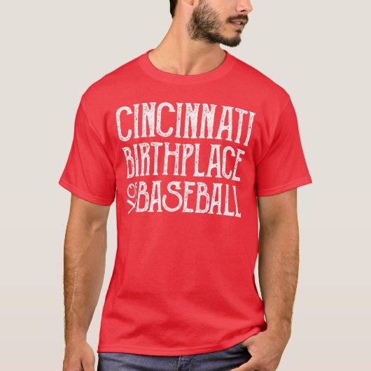 Cincinnati: Geburtsort des Baseballs T-Shirt (Vorderseite)