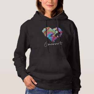Cincinnati Gefärbte Krawatte Baseball Herz Basebal Hoodie