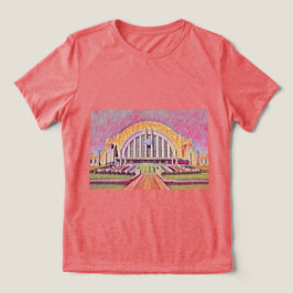 Cincinnati Gewerkschaft Terminal Aquarellmalerei Tri-Blend Shirt