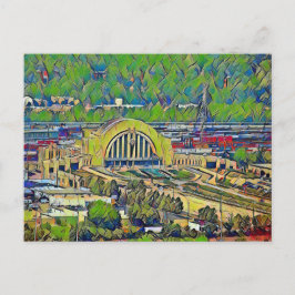 Cincinnati Gewerkschaft Terminal von oben bemalt Postkarte