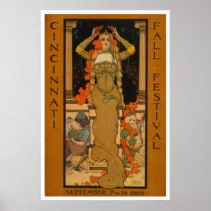 Cincinnati Herbstfest Jugendstil Poster
