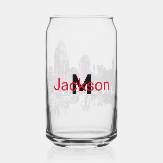 Cincinnati in Graffiti mit Monogramm Dosenglas (Rückseite)