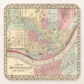 Cincinnati-Karte durch Mitchell Rechteckiger Pappuntersetzer (Vorderseite)