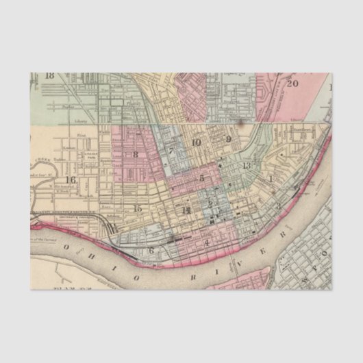 Cincinnati-Karte durch Mitchell Seidenpapier (Vorderseite)