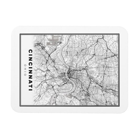 Cincinnati Karte Magnet (Horizontal)
