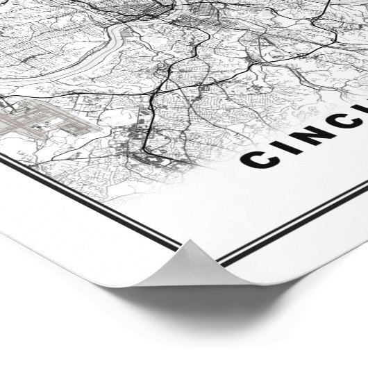 Cincinnati Karte Poster (Ecke)