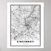 Cincinnati Karte Poster (Vorne)