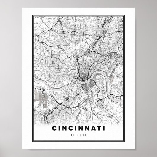 Cincinnati Karte Poster (Vorne)