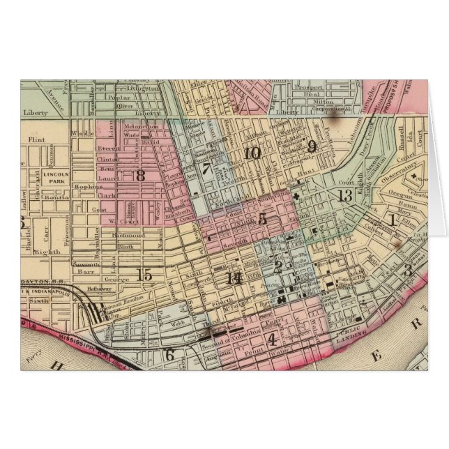 Cincinnati Karte von Mitchell (Vorderseite (Horizontal))