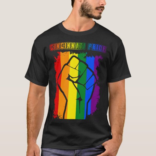 Cincinnati LGBT Pride Month LGBTQ Rainbow Flag T-Shirt (Vorderseite)