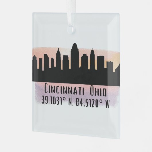 Cincinnati OH City Skyline Glasdekoration Ornament Aus Glas (Vorderseite links)