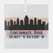 Cincinnati OH City Skyline Glasdekoration Ornament Aus Glas (Vorderseite)