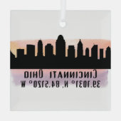 Cincinnati OH City Skyline Glasdekoration Ornament Aus Glas (Rückseite)