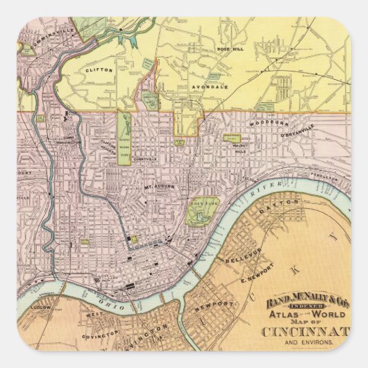 Cincinnati, Ohio 2 Quadratischer Aufkleber (Vorderseite)