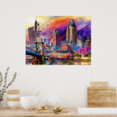 Cincinnati Ohio Abstrakte Skyline Kunst, Dichtung  Poster (Küche)