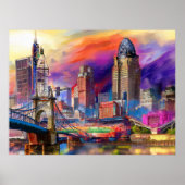 Cincinnati Ohio Abstrakte Skyline Kunst, Dichtung  Poster (Vorne)