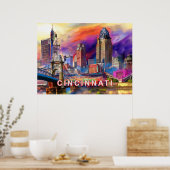 Cincinnati Ohio Abstrakte Skyline Kunst, Dichtung  Poster (Küche)
