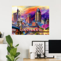 Cincinnati Ohio Abstrakte Skyline Kunst, Dichtung 