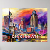 Cincinnati Ohio Abstrakte Skyline Kunst, Dichtung  Poster (Vorne)