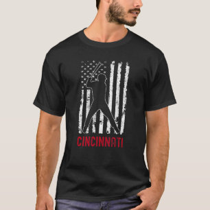 Cincinnati Ohio American Flag Baseball Weathered T-Shirt