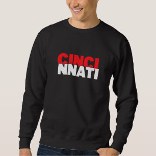 Cincinnati Ohio, Cincy City White Red Graphic Sweatshirt