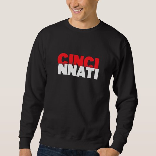 Cincinnati Ohio, Cincy City White Red Graphic Sweatshirt (Vorderseite)