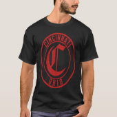 Cincinnati Ohio Circle Sign Distressed Red Print T-Shirt (Vorderseite)
