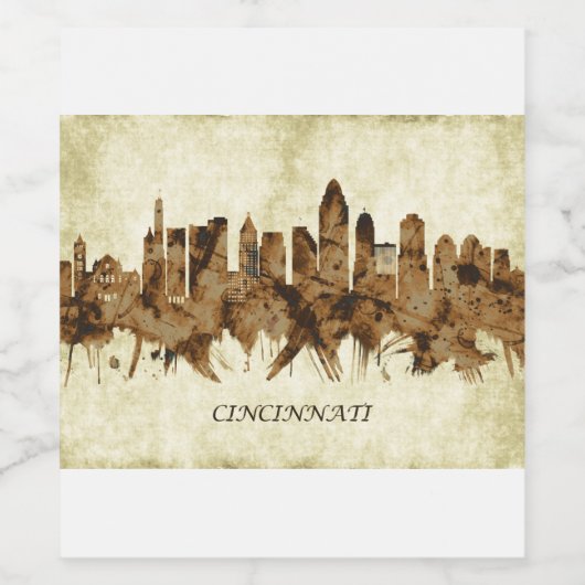 Cincinnati Ohio Cityscape Weinetikett (Einzelnes Label)