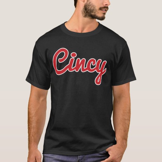 Cincinnati Ohio Classic Red Script Cincy City T-Shirt (Vorderseite)