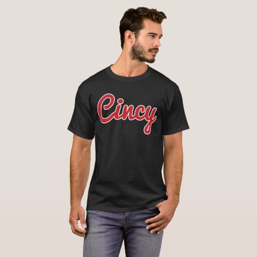 Cincinnati Ohio Classic Red Script Cincy City T-Shirt (Vorne ganz)