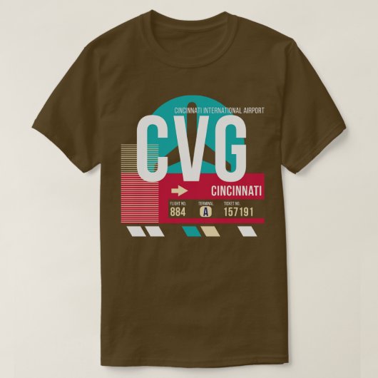 Cincinnati Ohio CVG Airport Code Gepäckanhänger E T-Shirt (Design vorne)