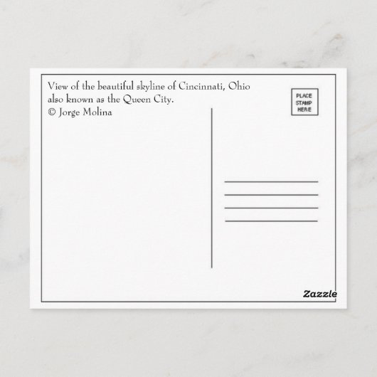 Cincinnati, Ohio, Die Königstadt Postkarte (Rückseite)