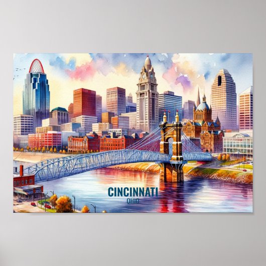 Cincinnati Ohio Famous Travel Places Water Poster (Vorne)