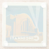 Cincinnati, Ohio | Historischer Gewerkschaft Glasuntersetzer (Rückseite)