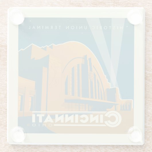 Cincinnati, Ohio | Historischer Gewerkschaft Glasuntersetzer (Rückseite)