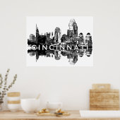 Cincinnati, Ohio in Schwarz und Weiß Poster (Küche)