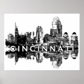 Cincinnati, Ohio in Schwarz und Weiß Poster (Vorne)