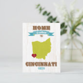 Cincinnati, Ohio Map - Zuhause ist das Herz Postkarte (Stehend Vorderseite)