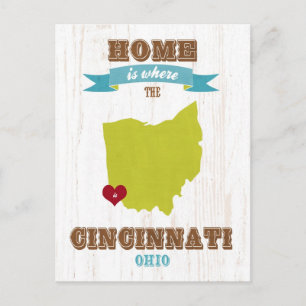 Cincinnati, Ohio Map - Zuhause ist das Herz Postkarte