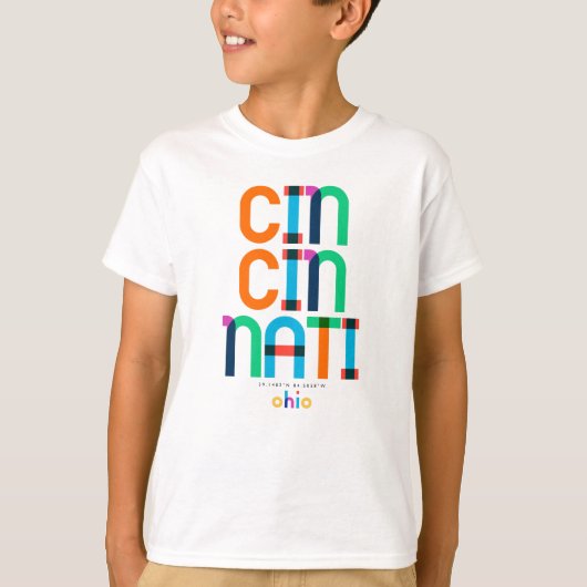 Cincinnati Ohio Mitte Jahrhundert, Pop Art, T-Shirt (Vorderseite)