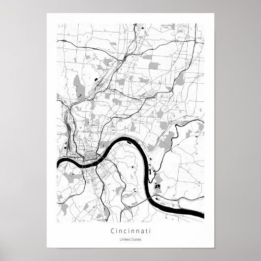 Cincinnati Ohio Modern Minimal Einfache Karte Poster (Vorne)