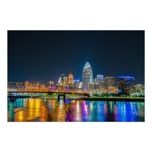 Cincinnati Ohio Night Skyline - Foto drucken (Vorne)
