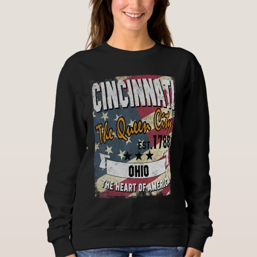 Cincinnati Ohio Oh erschütterter amerikanischer St Sweatshirt (Vorderseite)