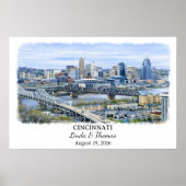 Cincinnati Ohio Poster, Aquarell, Maßgeschneidert Poster (Vorne)