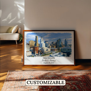 Cincinnati Ohio Poster, Aquarell, Maßgeschneidert Poster