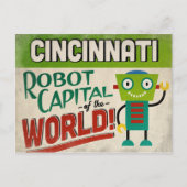 Cincinnati Ohio Robot - Funny Vintag Postkarte (Vorderseite)
