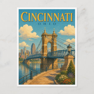 Cincinnati Ohio Roebling Bridge GeoSaga Postkarte