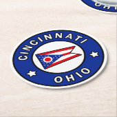 Cincinnati Ohio Runder Pappuntersetzer (Angewinkelt)