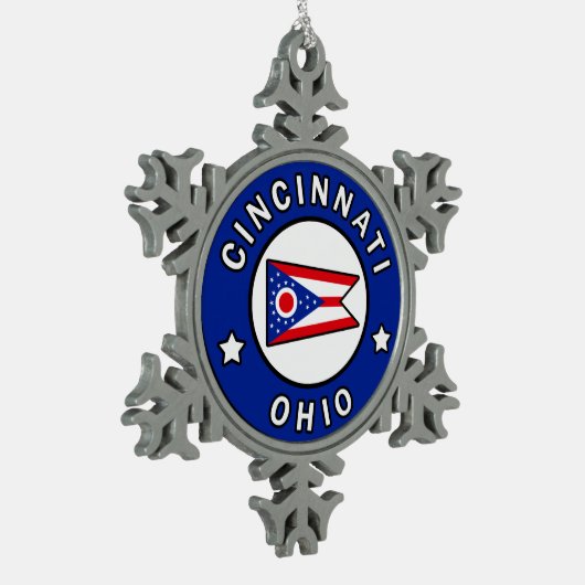 Cincinnati Ohio Schneeflocken Zinn-Ornament (Links)
